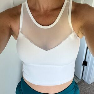 White mesh workout crop top